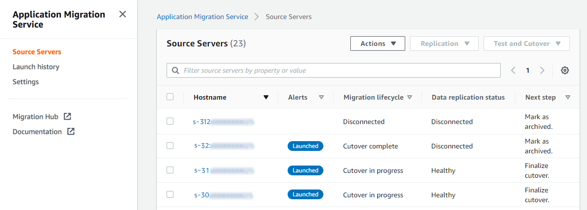 lista serwerów migracji