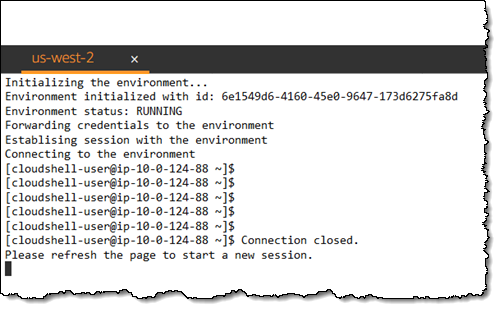 cloudshell sesja