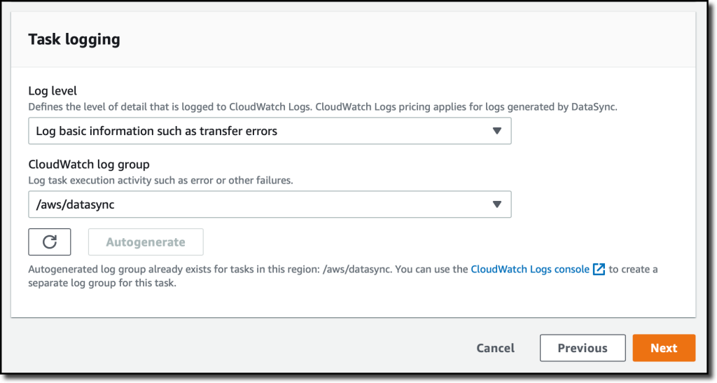 datasync-task-settings-logging