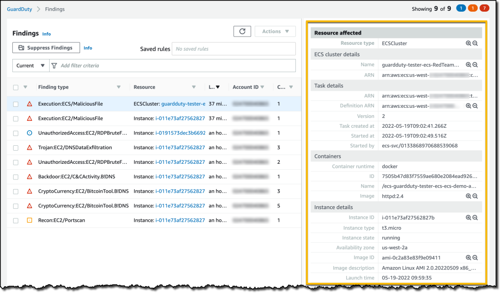 Testowanie wyników Malware Protection GuardDuty