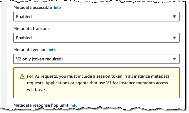 Domyślna usługa Amazon EC2 Instance Metadata Service IMDSv2